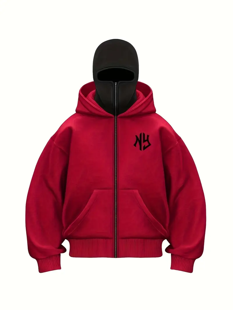 Pull à Capuche Rouge avec Fermeture Éclair - Image 2