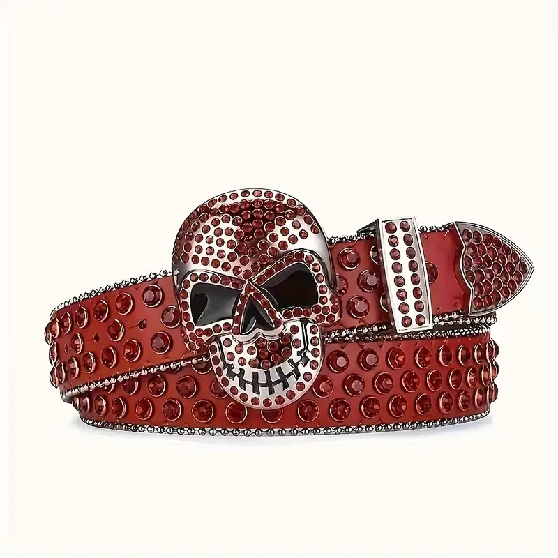 Ceinture de style punk avec crâne incrusté de strass et boucle en alliage - Image 2
