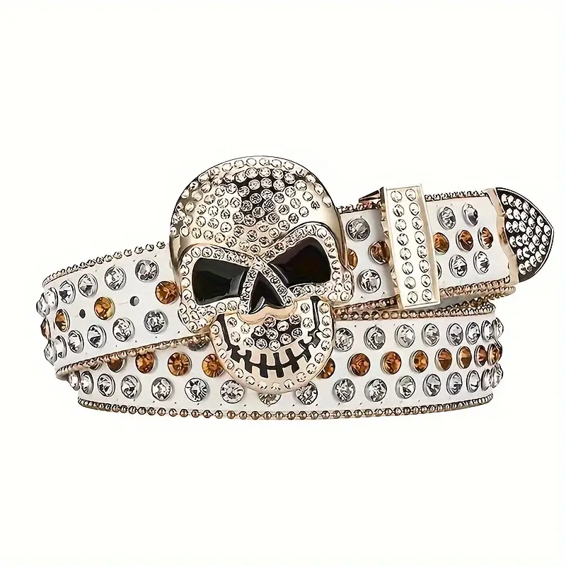 Ceinture de style punk avec crâne incrusté de strass et boucle en alliage - Image 3