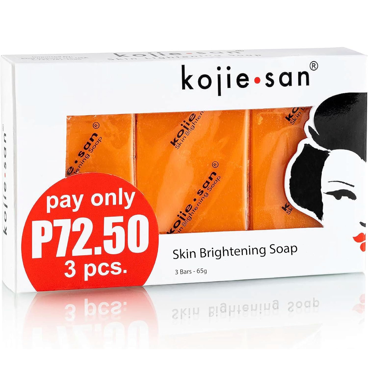 Kojie San Savon éclaircissant pour la peau - Savon à l'acide kojique original pour le visage et le corps - Savon cosmétique pour une peau magnifiquement fraîche (3 barres de 65 g)