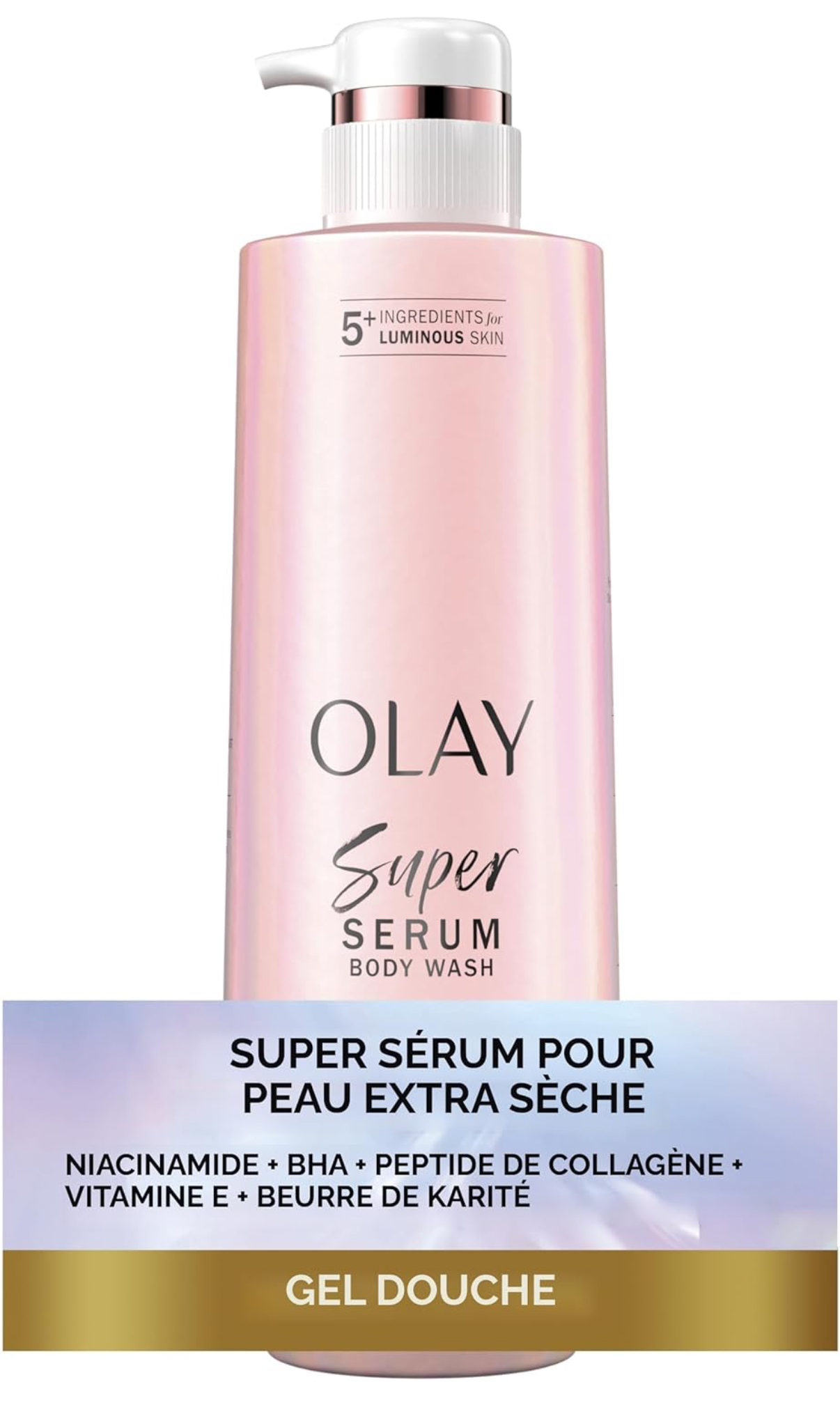 Olay Super Serum Gel douche pour peaux très sèches, complexe sérum pour peau lumineuse, 547 ml - Image 3