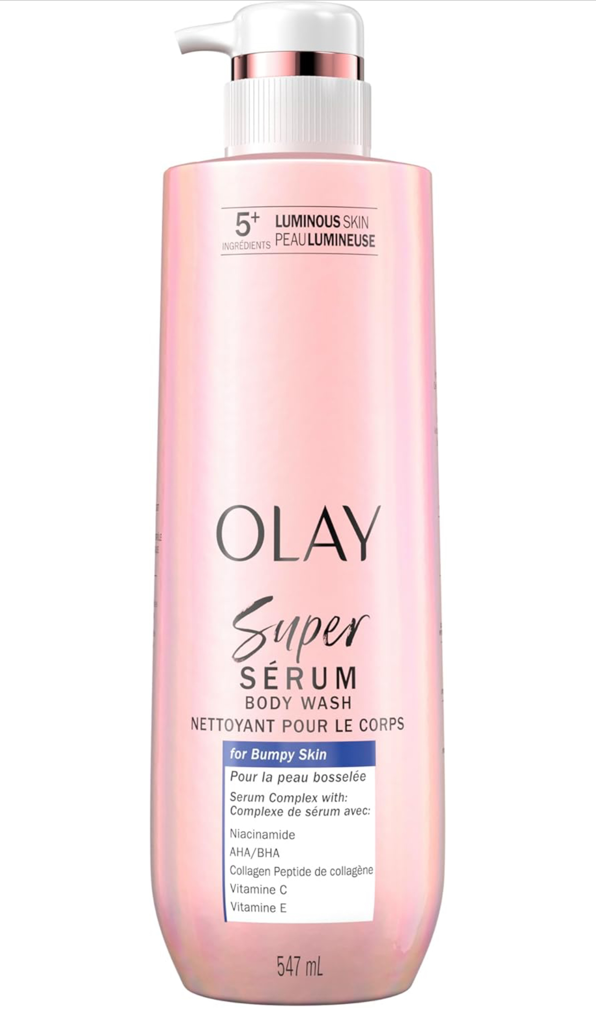 Olay Super Serum Gel douche pour peaux rugueuses et bosselées, complexe sérum pour peau lumineuse, 547 ml