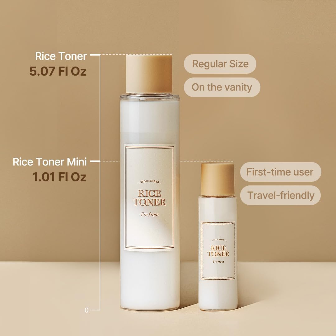 I’M FROM Rice Toner 30ml, Adapté aux voyages, Taille d’essai, 77,78 % Extrait de riz de Corée, Niacinamide naturelle pour les peaux lisses, sensibles et mixtes - Image 2